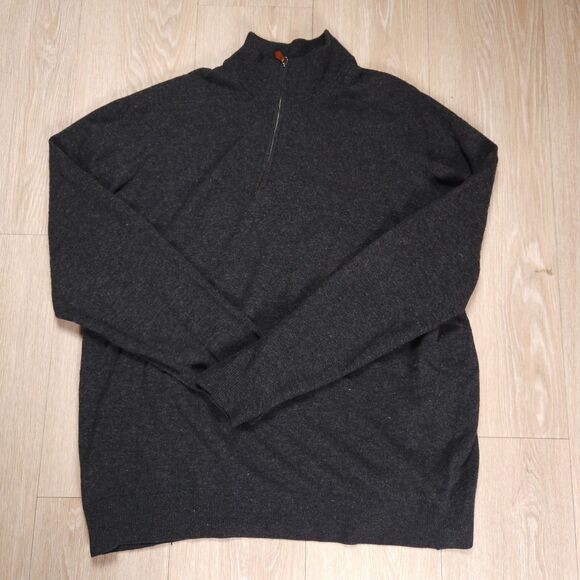 Inis Meain 1/4 Zip Pullover Sweater Mens XL Gray Cashmere Merino Wool Ireland - Picture 1 of 12